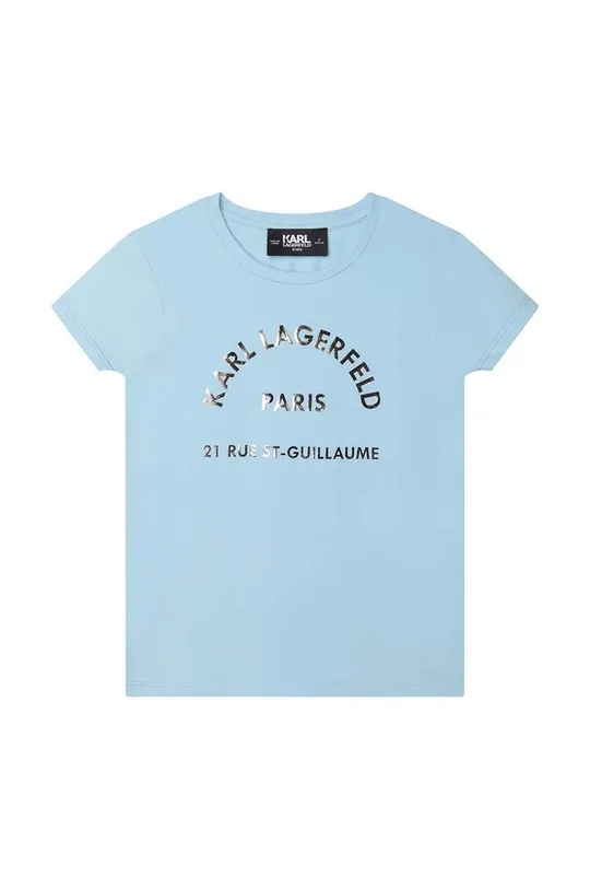 голубой Детская хлопковая футболка Karl Lagerfeld Для девочек