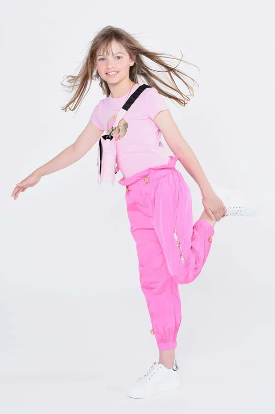 roza Dječja majica kratkih rukava Karl Lagerfeld Za djevojčice