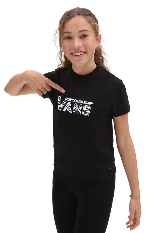 fekete Vans gyerek pamut póló ANIMAL LOGO CREW Black Lány