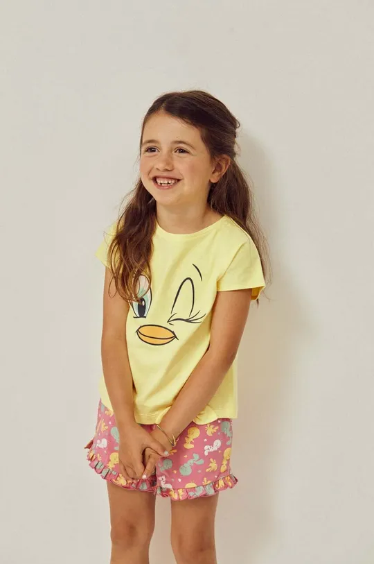 жовтий Дитяча бавовняна футболка zippy Для дівчаток