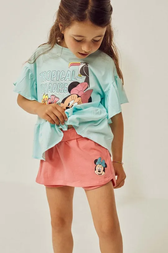 modra Otroška bombažna kratka majica zippy x Disney Dekliški