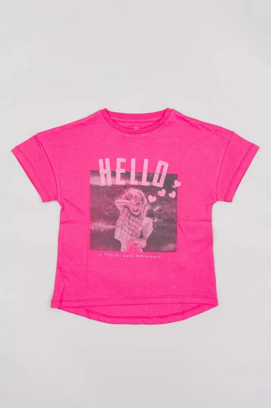 ružová Detské bavlnené tričko zippy Dievčenský