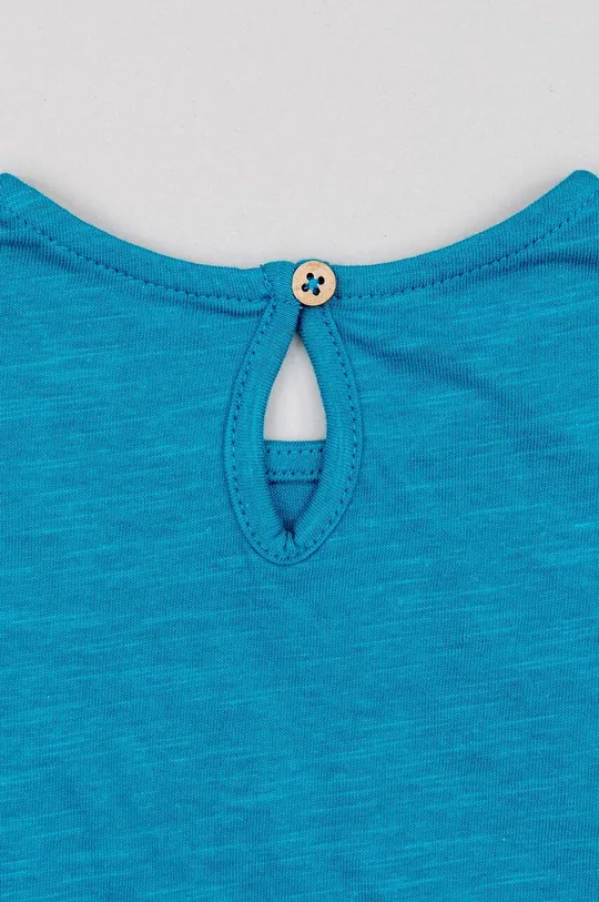 modra Otroška bombažna majica z dolgimi rokavi zippy