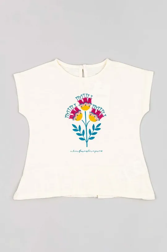 бежевый Детская хлопковая футболка zippy Для девочек