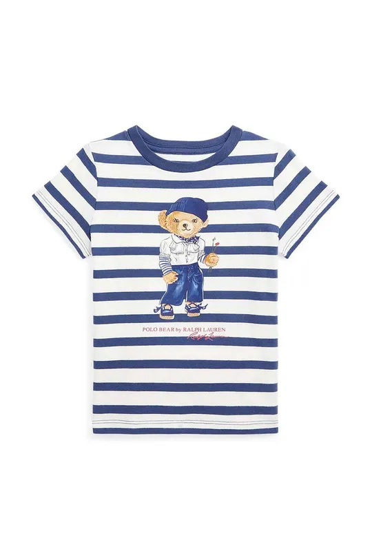 granatowy Polo Ralph Lauren t-shirt bawełniany dziecięcy Dziewczęcy