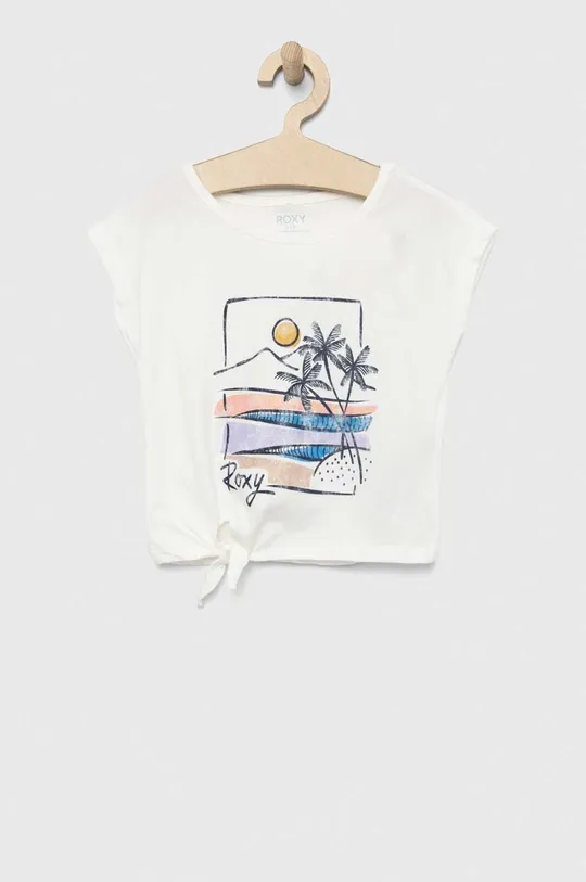 білий Дитяча бавовняна футболка Roxy Для дівчаток