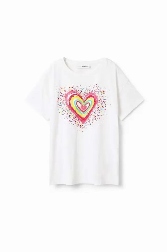белый Детская хлопковая футболка Desigual Для девочек