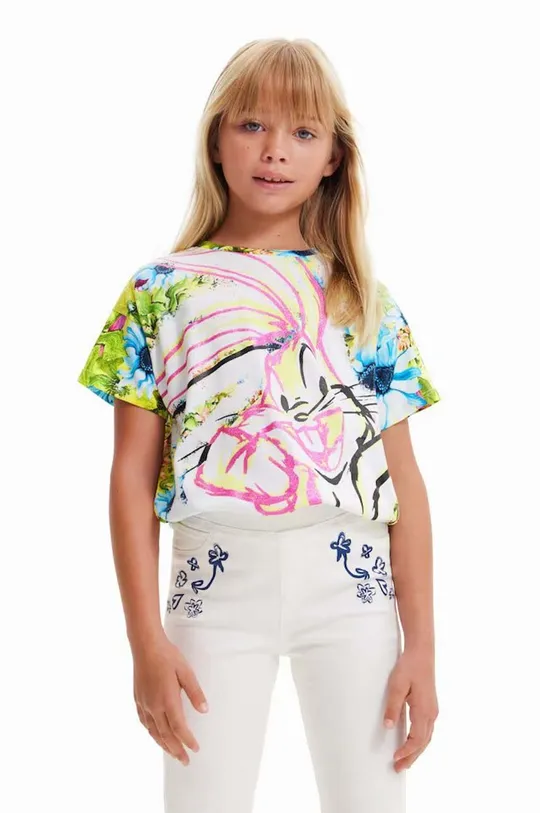 барвистий Дитяча бавовняна футболка Desigual Для дівчаток