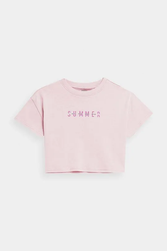 Otroška bombažna kratka majica 4F roza