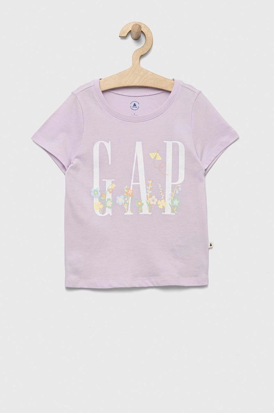 фіолетовий Дитяча бавовняна футболка GAP Для дівчаток