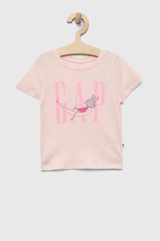 roza Otroška bombažna kratka majica GAP Dekliški
