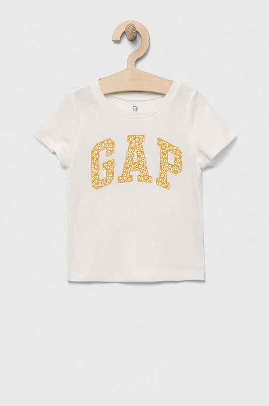 білий Дитяча бавовняна футболка GAP Для дівчаток