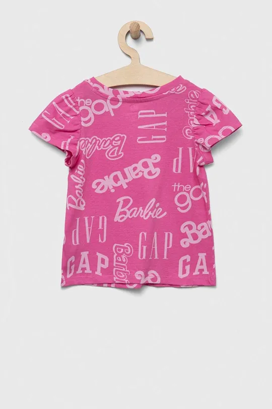 Παιδικό βαμβακερό μπλουζάκι GAP x Barbie μωβ
