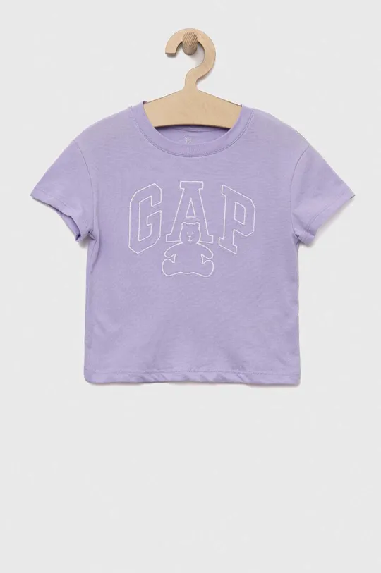 fialová Detské bavlnené tričko GAP Dievčenský