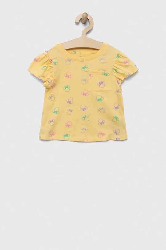 rumena Otroška bombažna kratka majica GAP Dekliški