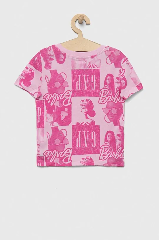 Παιδικό βαμβακερό μπλουζάκι GAP x Barbie ροζ
