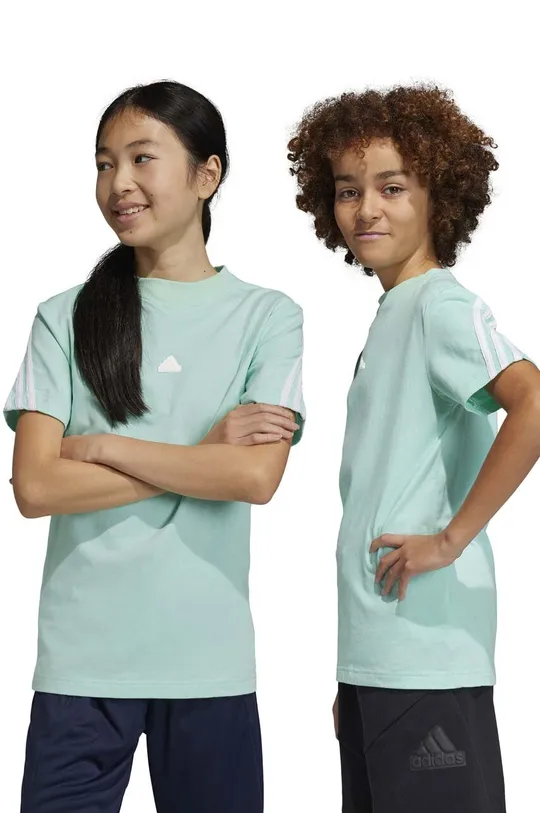 τιρκουάζ Παιδικό βαμβακερό μπλουζάκι adidas U FI 3S Παιδικά