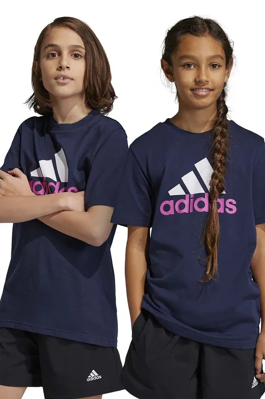 granatowy adidas t-shirt bawełniany dziecięcy U BL 2 TEE Dziecięcy