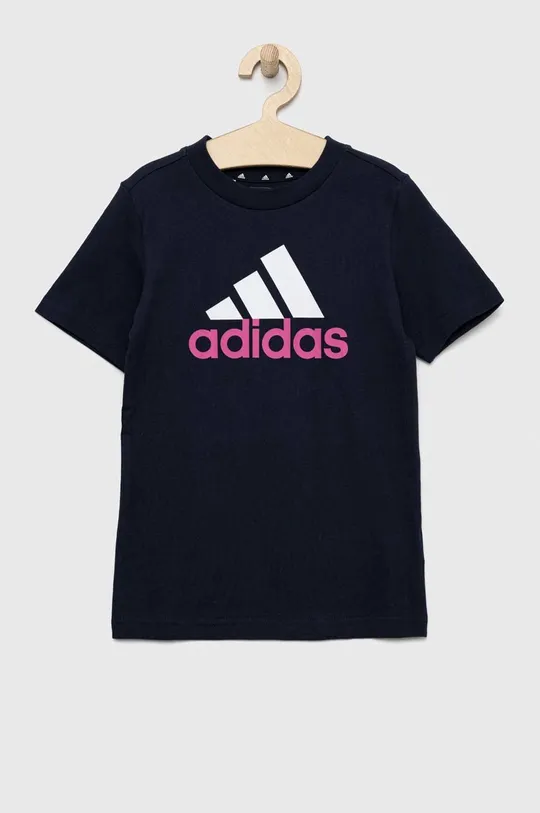 adidas t-shirt bawełniany dziecięcy U BL 2 TEE granatowy