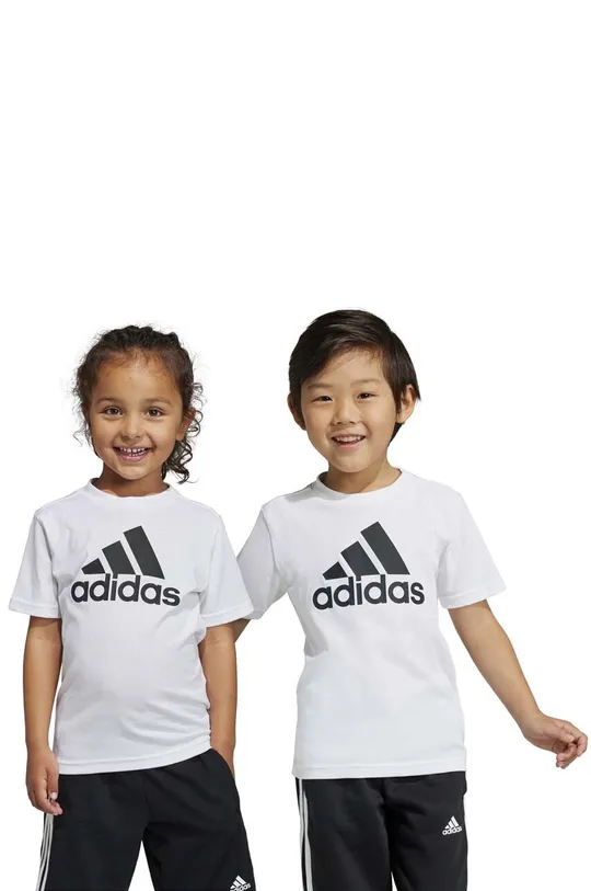 λευκό Παιδικό βαμβακερό μπλουζάκι adidas LK BL CO Παιδικά