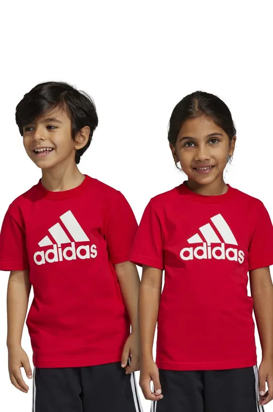 κόκκινο Παιδικό βαμβακερό μπλουζάκι adidas LK BL CO Παιδικά