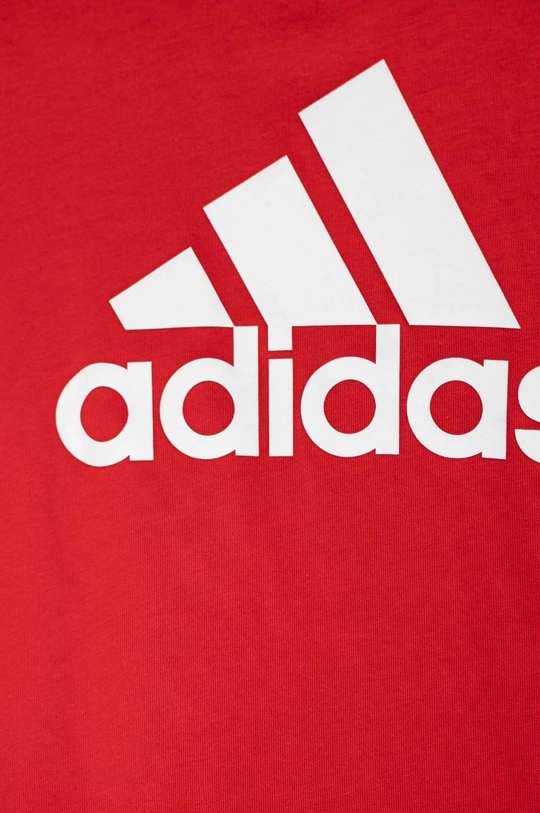 czerwony adidas t-shirt bawełniany dziecięcy LK BL CO