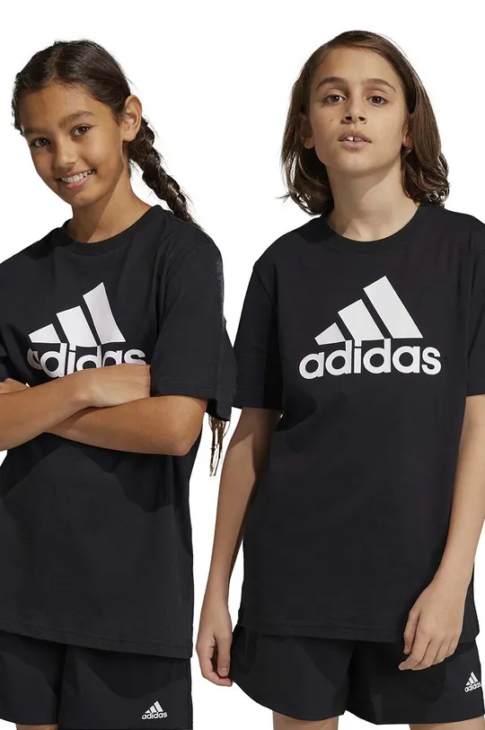 μαύρο Παιδικό βαμβακερό μπλουζάκι adidas U BL Παιδικά