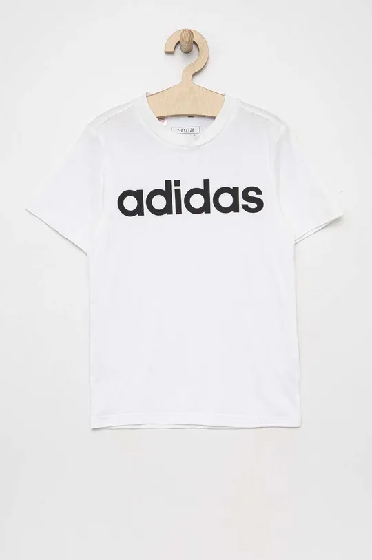 Otroška bombažna kratka majica adidas U LIN bela