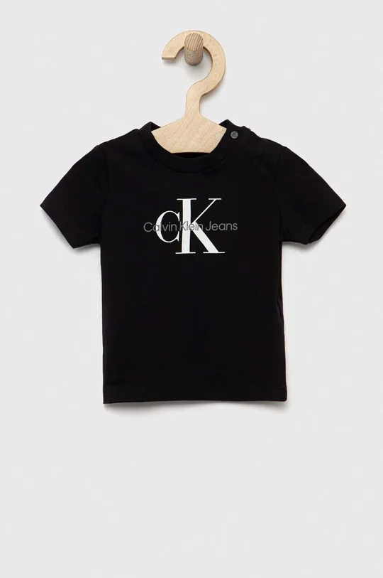czarny Calvin Klein Jeans t-shirt dziecięcy Dziecięcy