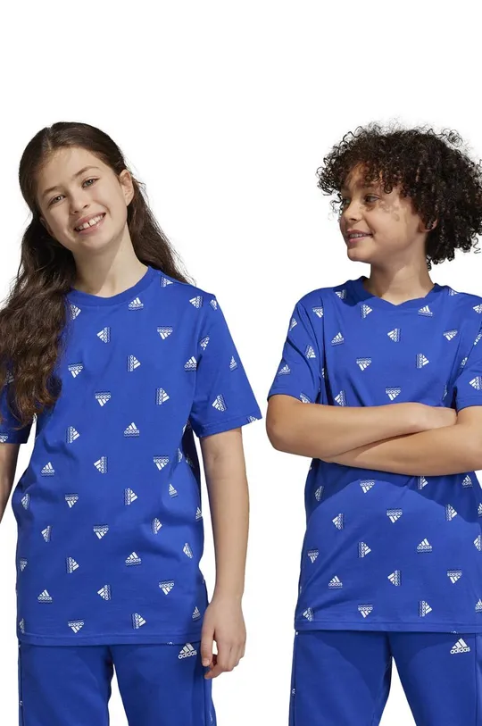μπλε Παιδικό βαμβακερό μπλουζάκι adidas U BLUV TEE Παιδικά