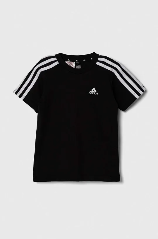 μαύρο Παιδικό βαμβακερό μπλουζάκι adidas LK 3S CO Παιδικά