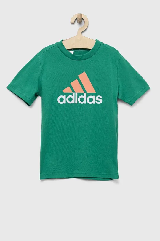 zielony adidas t-shirt bawełniany dziecięcy U BL 2 TEE Dziecięcy