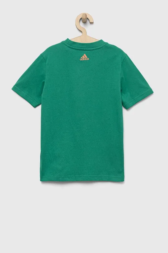 Παιδικό βαμβακερό μπλουζάκι adidas U BL 2 TEE πράσινο