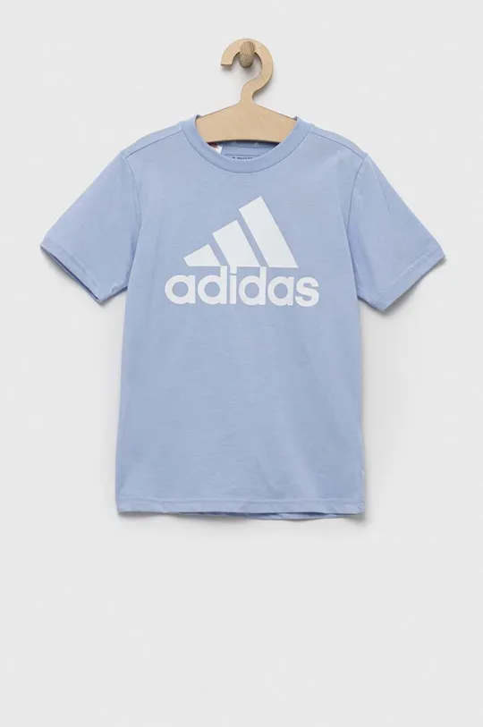 голубой Детская хлопковая футболка adidas U BL Детский