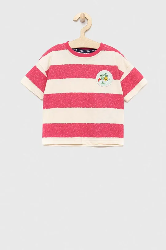 różowy Fila t-shirt bawełniany dziecięcy Dziecięcy