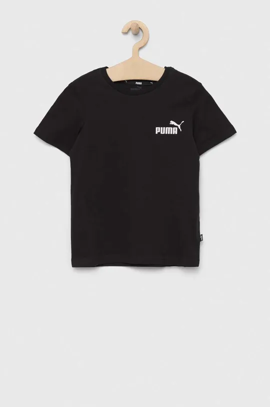 Παιδικό βαμβακερό μπλουζάκι Puma ESS Small Logo Tee B μαύρο
