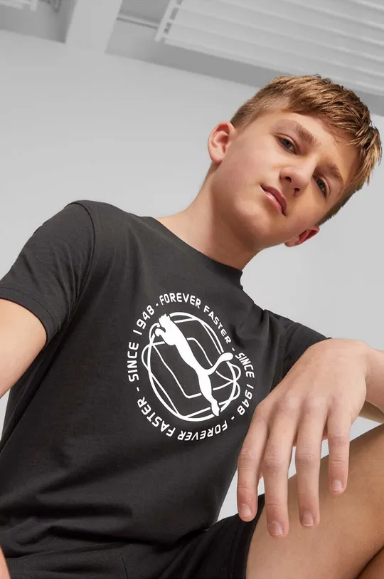 czarny Puma t-shirt bawełniany dziecięcy ACTIVE SPORTS Graphic Tee B Dziecięcy
