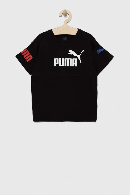 Παιδικό βαμβακερό μπλουζάκι Puma PUMA POWER Tee B μαύρο