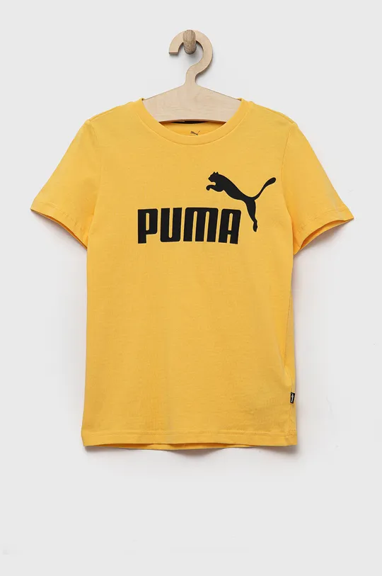жовтий Дитяча бавовняна футболка Puma ESS Logo Tee B Дитячий