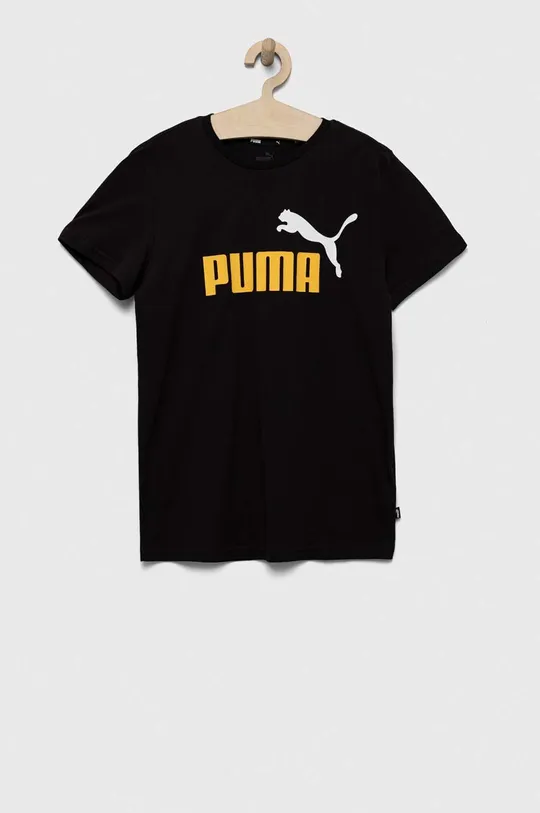 μαύρο Βαμβακερό μπλουζάκι Puma ESS+ 2 Col Logo Tee B Παιδικά