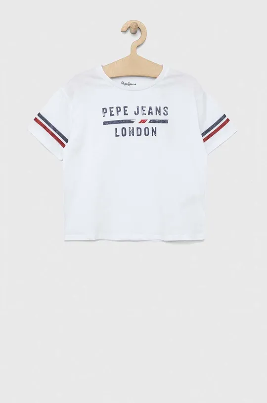 белый Детская хлопковая футболка Pepe Jeans Детский