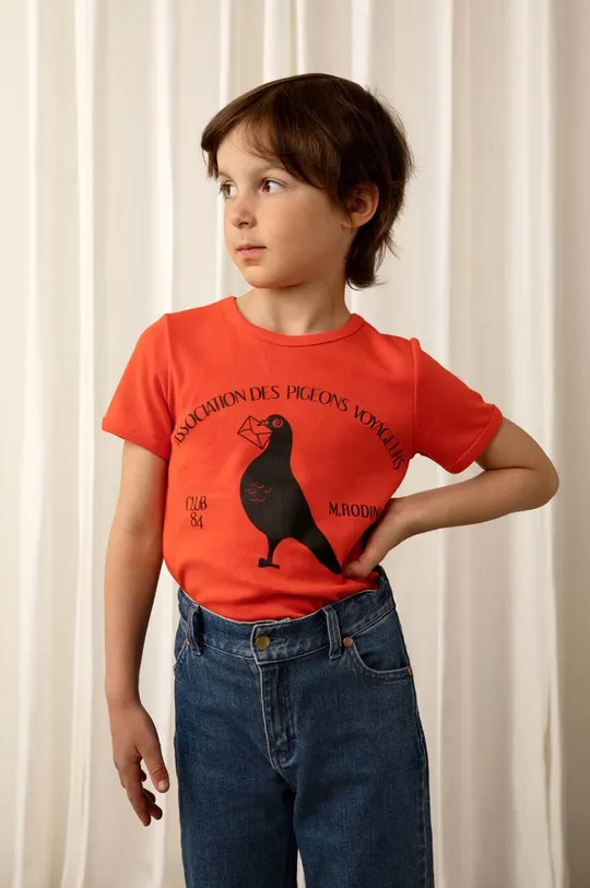 rdeča Otroška bombažna kratka majica Mini Rodini Otroški