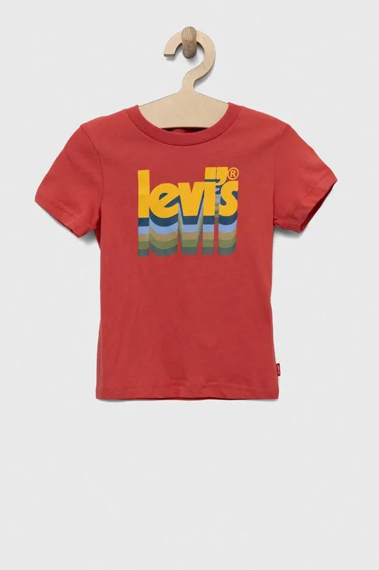 czerwony Levi's t-shirt bawełniany dziecięcy Dziecięcy