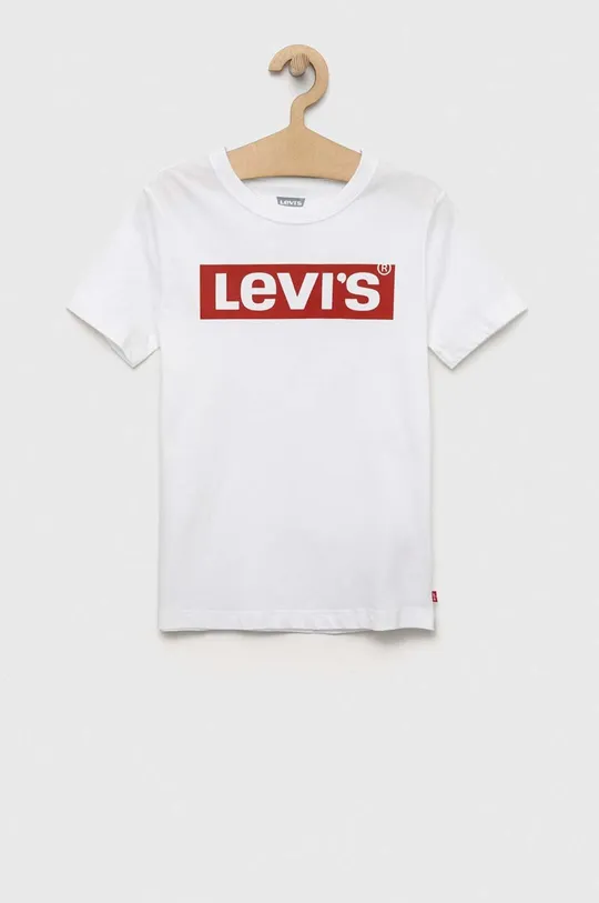 bela Otroška bombažna kratka majica Levi's Otroški