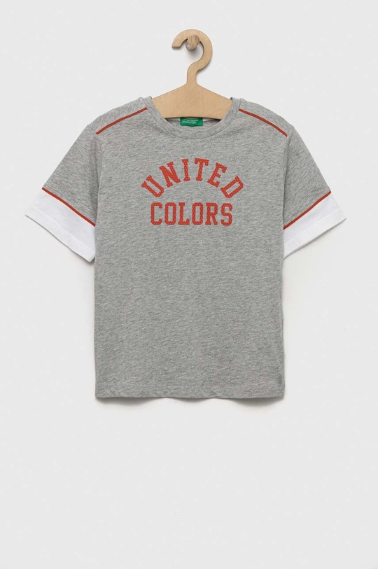 szary United Colors of Benetton t-shirt bawełniany dziecięcy Dziecięcy