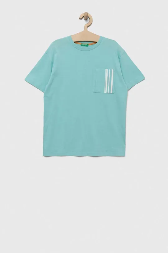 бірюзовий Дитяча бавовняна футболка United Colors of Benetton Дитячий