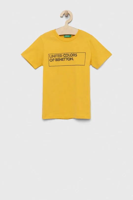 sárga United Colors of Benetton gyerek pamut póló Gyerek