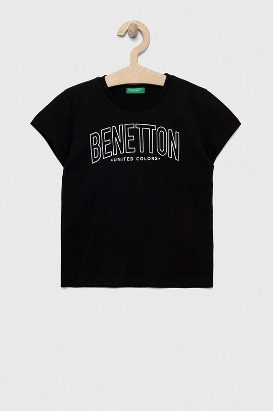 czarny United Colors of Benetton t-shirt bawełniany dziecięcy Dziecięcy