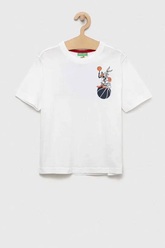 biały United Colors of Benetton t-shirt bawełniany dziecięcy x Space Jam Dziecięcy