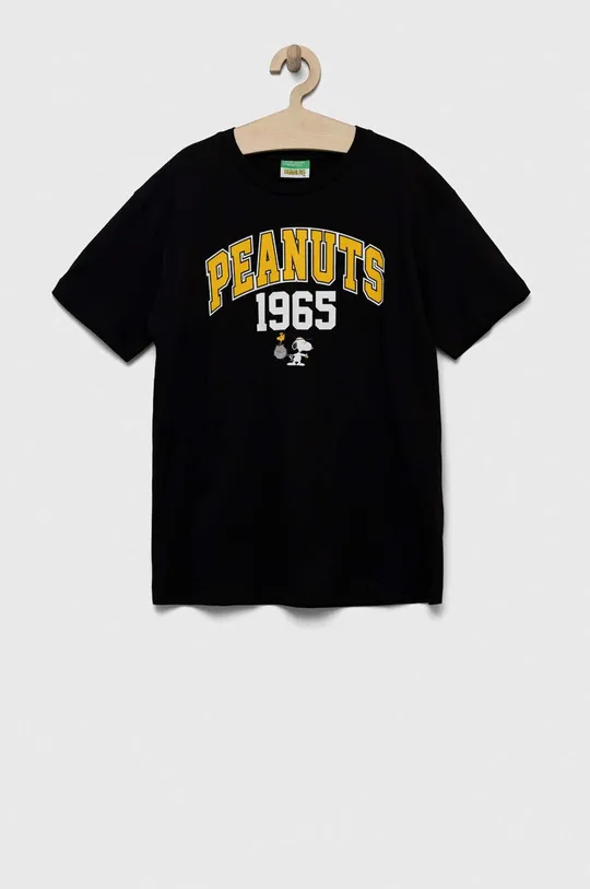 μαύρο Παιδικό βαμβακερό μπλουζάκι United Colors of Benetton x Peanuts Παιδικά